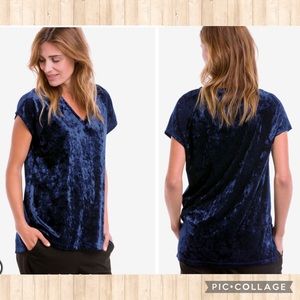 ellos Royal Evening Blue Crushed Velour Tee - size 22/24